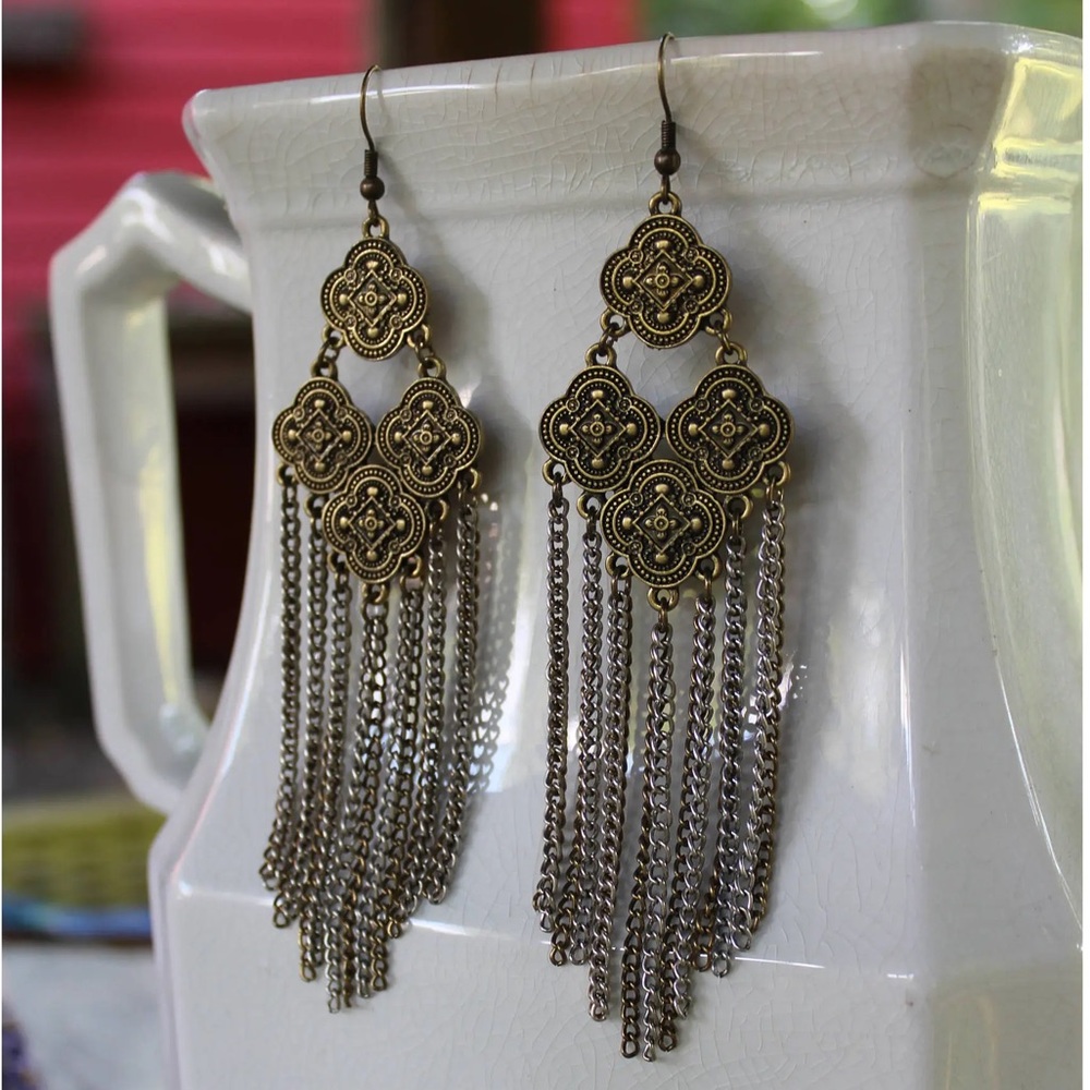 New Chain Earrings Long Dangle Earrings Chain Fringe Earrings Chain Jewelry